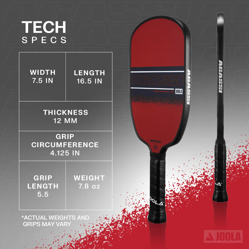 JOOLA Andre Agassi Champion Fiberglass Pickleball Paddle - 12mm - Image 3
